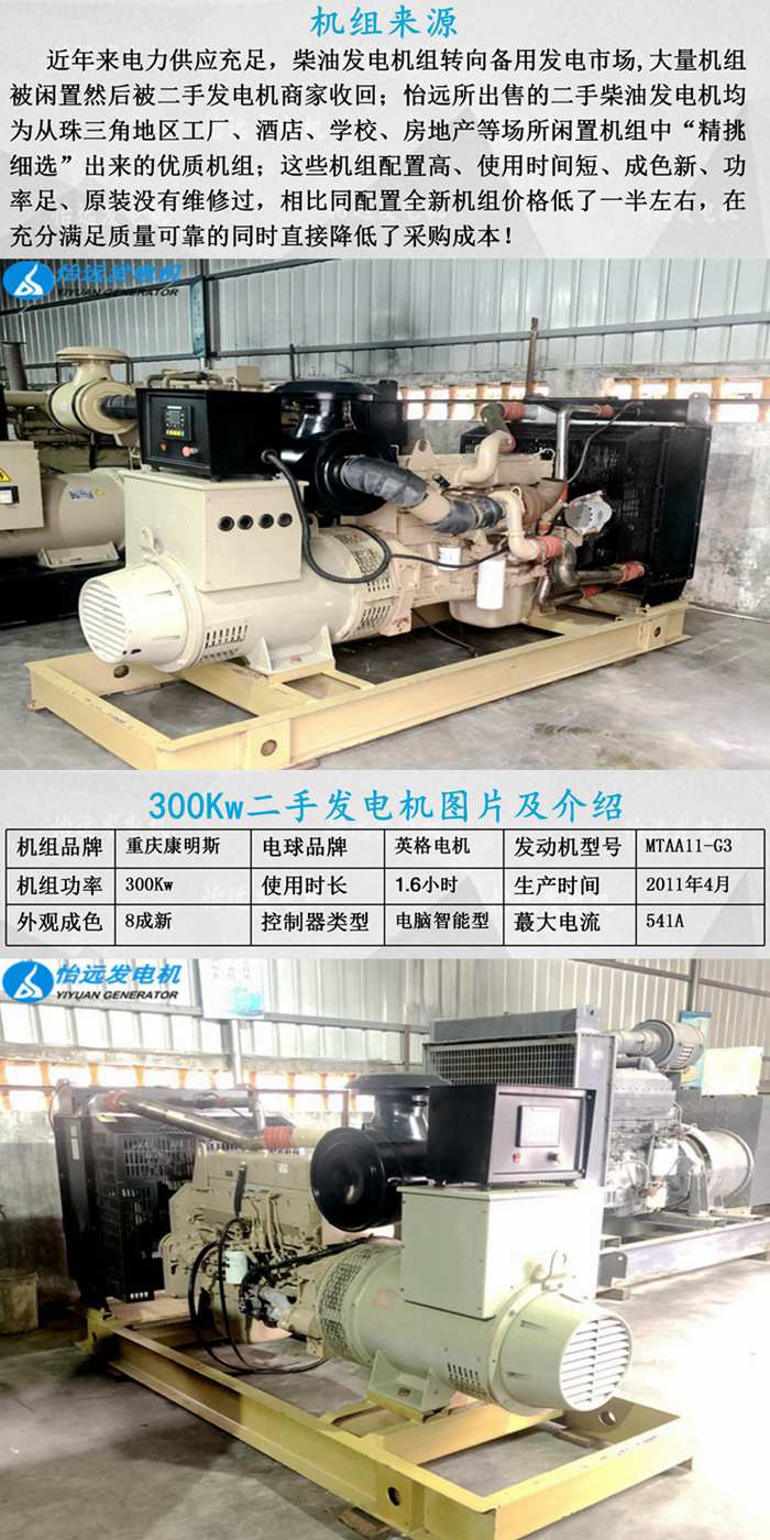 二手300KW發(fā)電機組出售